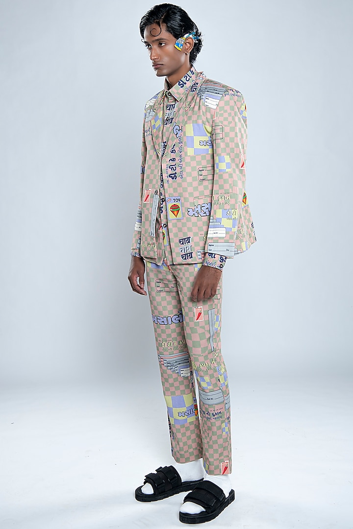 Multi-Colored Lyocell Tencel Flex Printed Blazer by Doh Tak Keh Men at Pernia's Pop Up Shop
