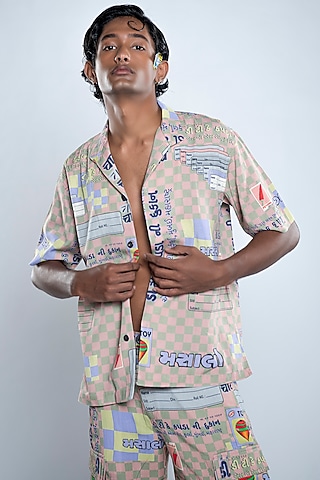 Multi-Colored Lyocell Tencel Flex Printed Shirt by Doh Tak Keh Men