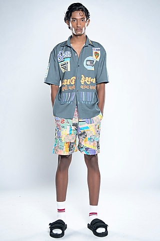 Multi-Colored Lyocell Tencel Flex Printed Shirt by Doh Tak Keh Men