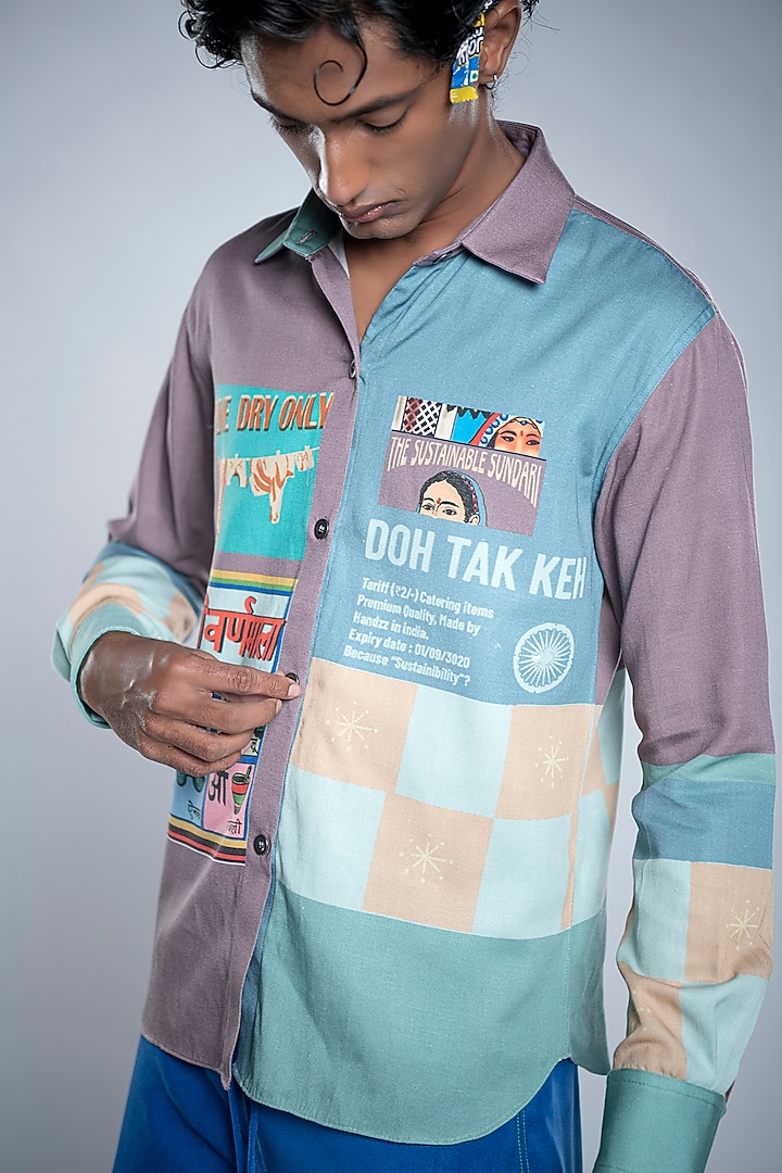 Multi-Colored Lyocell Tencel Flex Printed Summer Shirt by Doh Tak Keh Men at Pernia's Pop Up Shop