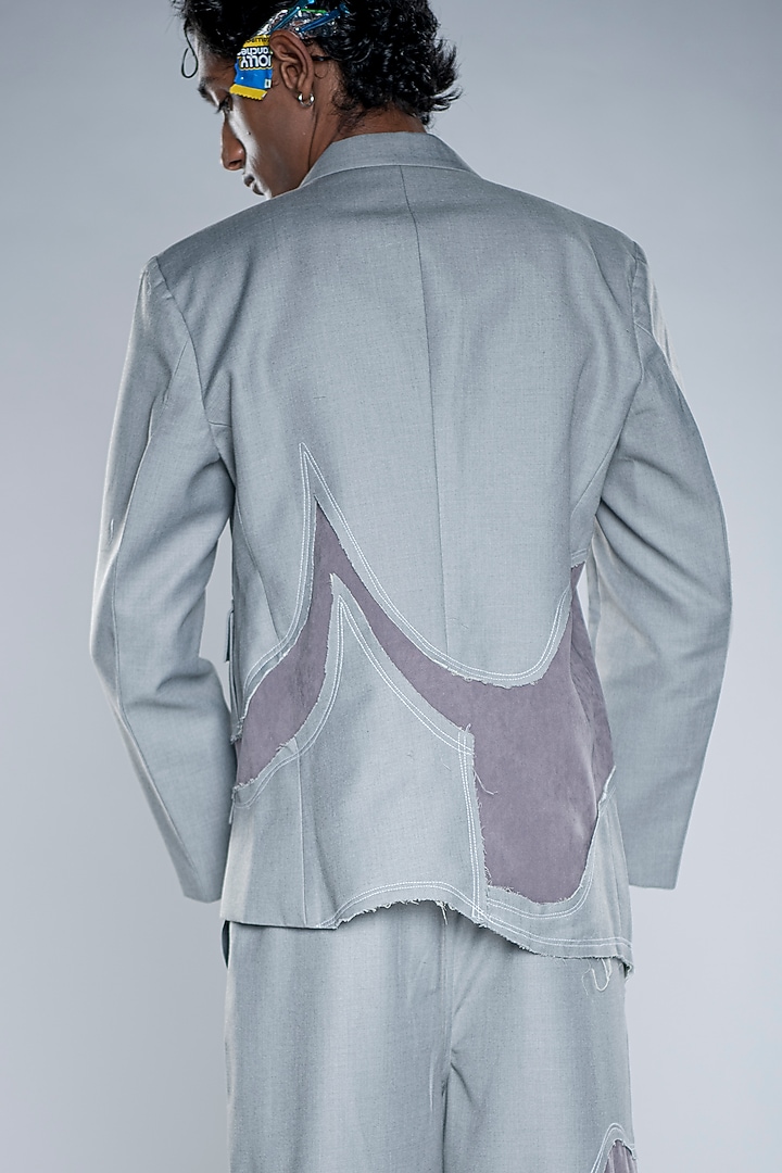 Steel Grey Cotton Blend Deconstructed Blazer by Doh Tak Keh Men at Pernia's Pop Up Shop