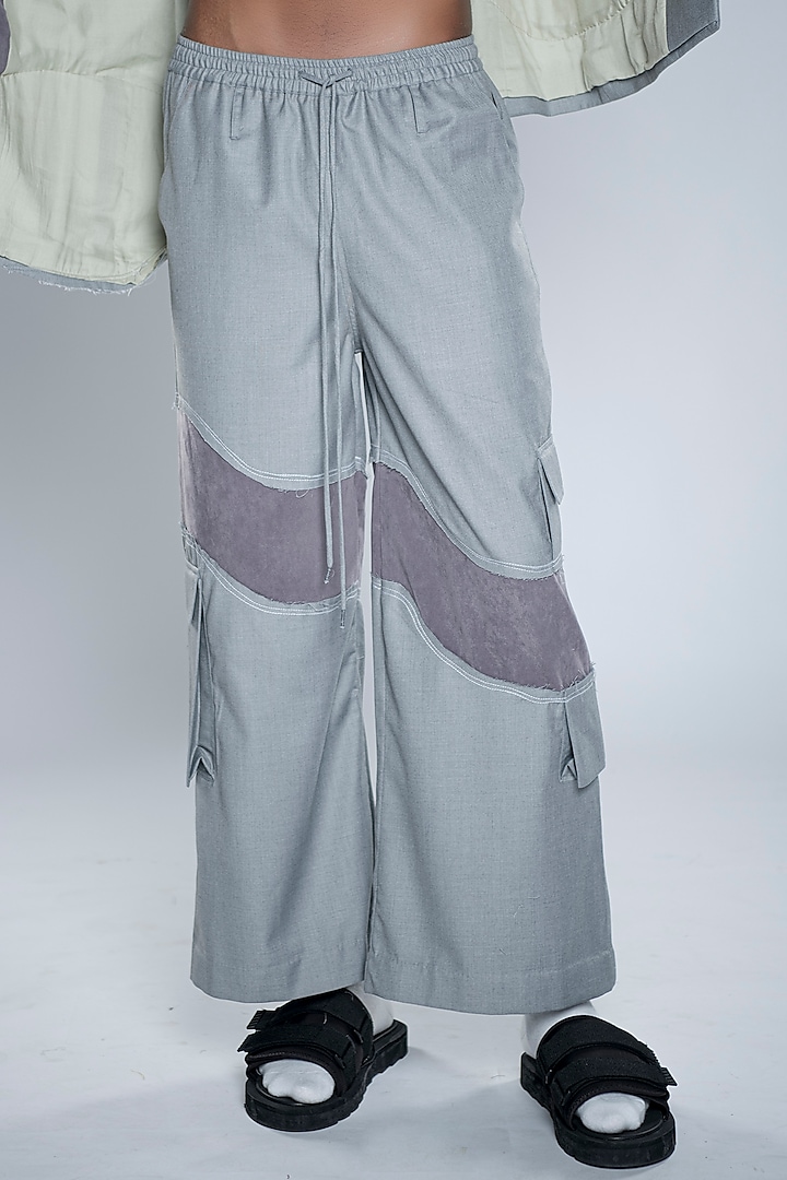 Steel Grey Cotton Blend Suiting Trousers by Doh Tak Keh Men