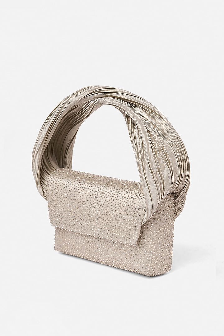 Silver Crystal Hand Embroidered Clutch by Doux Amour at Pernia's Pop Up Shop