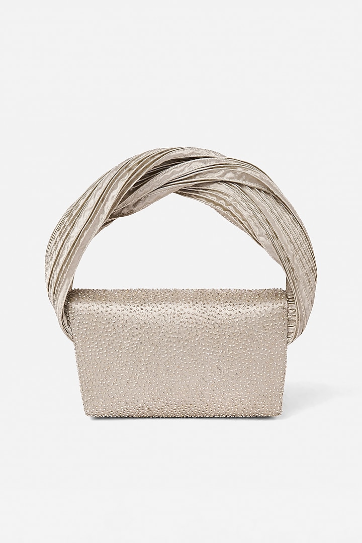 Silver Crystal Hand Embroidered Clutch by Doux Amour at Pernia's Pop Up Shop