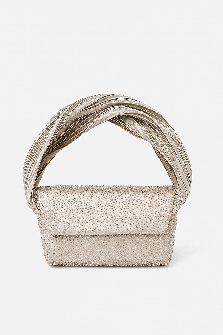Silver Crystal Hand Embroidered Clutch by Doux Amour at Pernia's Pop Up Shop