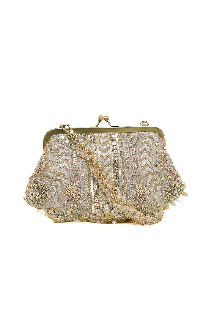 Gold & Silver Crystal Embroidered Clutch by Doux Amour at Pernia's Pop Up Shop