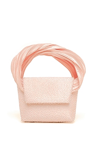 Apricot Crystal Hand Embroidered Clutch by Doux Amour