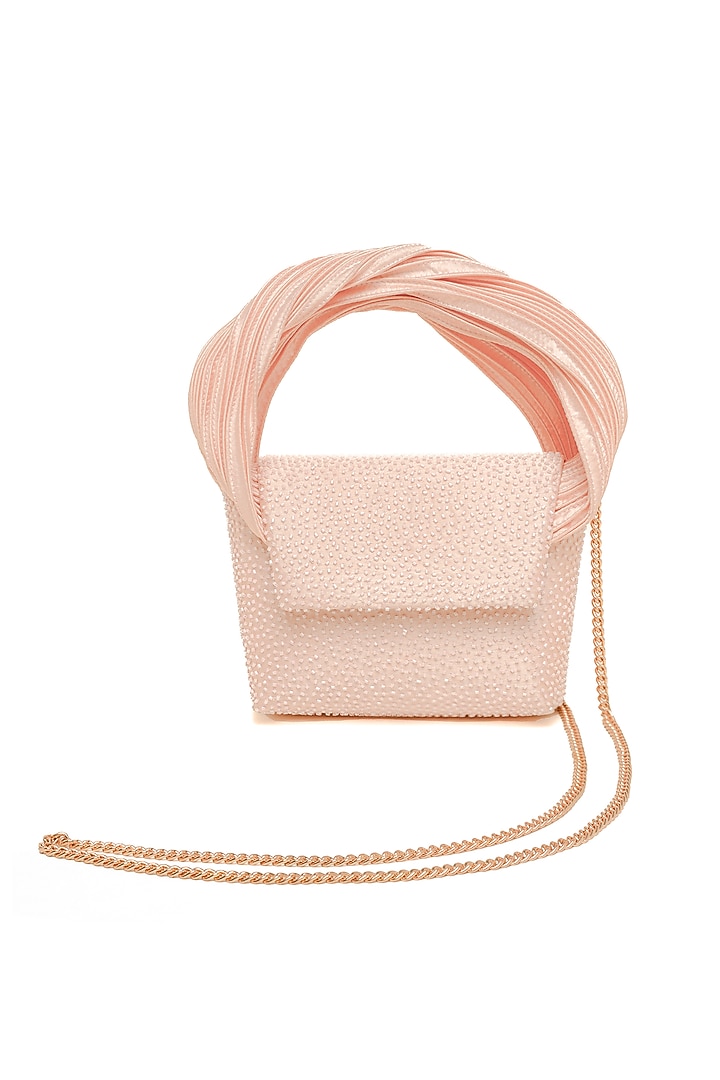 Apricot Crystal Hand Embroidered Clutch by Doux Amour at Pernia's Pop Up Shop