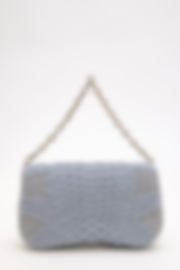 Grey Microfiber & Japanese Bugle Beaded Handcrafted Bag by Doux Amour at Pernia's Pop Up Shop