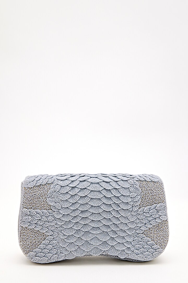 Grey Microfiber & Japanese Bugle Beaded Handcrafted Bag by Doux Amour at Pernia's Pop Up Shop
