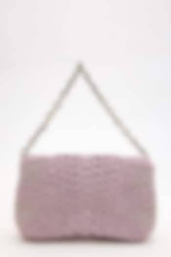 Lilac Suede Bead Hand Embroidered Clutch by Doux Amour at Pernia's Pop Up Shop