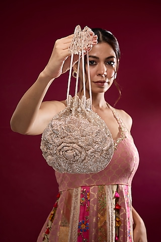 Rose Gold Luxe Microfiber Suede Potli by Doux Amour