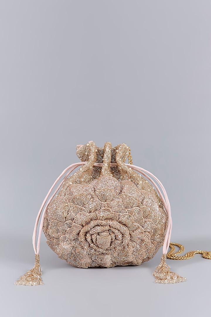 Rose Gold Luxe Microfiber Suede Potli by Doux Amour at Pernia's Pop Up Shop