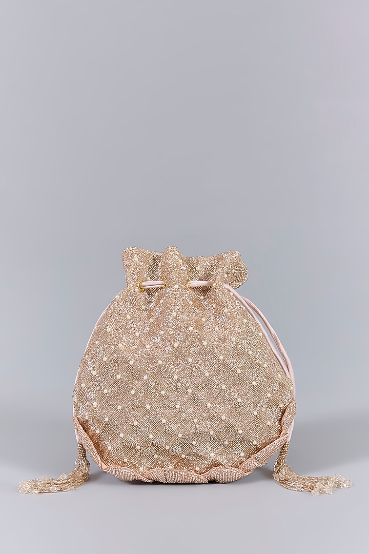 Rose Gold Luxe Microfiber Suede Potli by Doux Amour at Pernia's Pop Up Shop