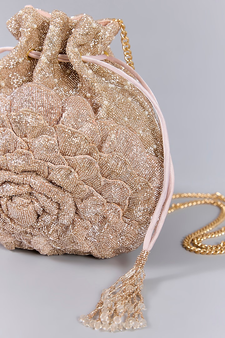 Rose Gold Luxe Microfiber Suede Potli by Doux Amour at Pernia's Pop Up Shop