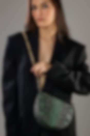 Green Japanese Bugle Bead Hand Embroidered Clutch by Doux Amour at Pernia's Pop Up Shop