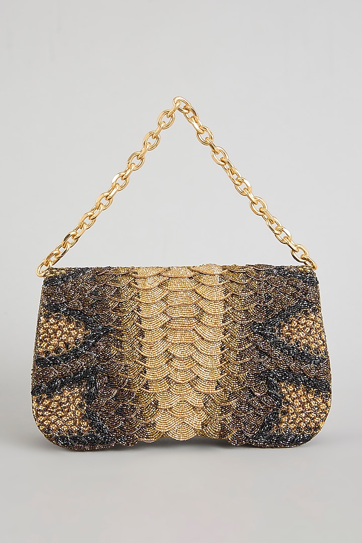 Vintage Gold Japanese & Suede Beaded Bag by Doux Amour at Pernia's Pop Up Shop