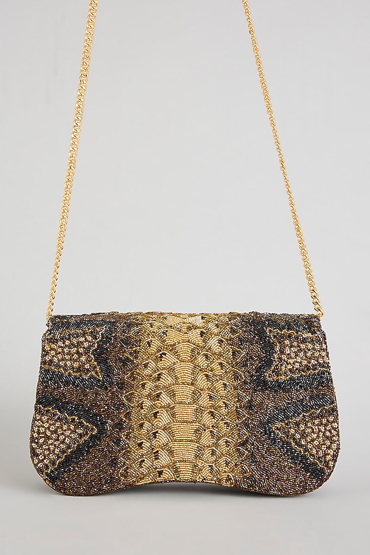 Vintage Gold Japanese & Suede Beaded Bag by Doux Amour at Pernia's Pop Up Shop