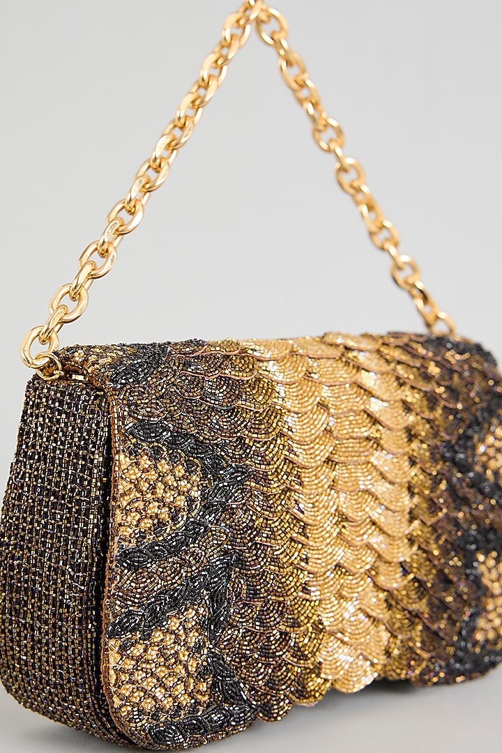 Vintage Gold Japanese & Suede Beaded Bag by Doux Amour at Pernia's Pop Up Shop
