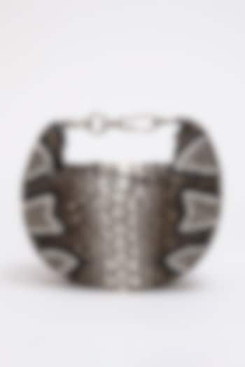 Silver Poly Satin Japanese Bugle Bead Hand Embroidered Clutch by Doux Amour at Pernia's Pop Up Shop