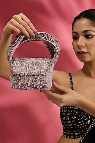 Lilac Faux Leather Clutch by Doux Amour