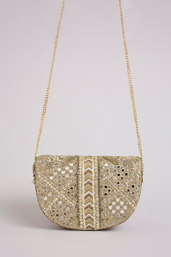 Vintage Gold Recycled Poly Satin Clutch Bag by Doux Amour at Pernia's Pop Up Shop
