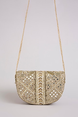 Vintage Gold Recycled Poly Satin Clutch Bag by Doux Amour