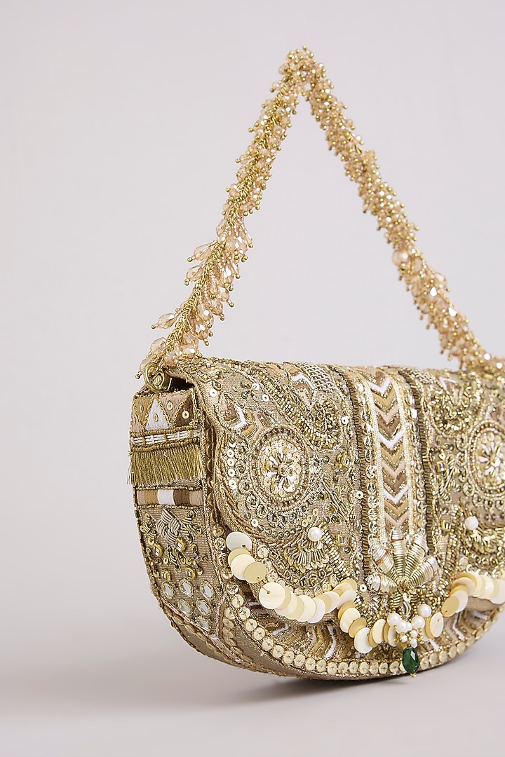 Vintage Gold Recycled Poly Satin Clutch Bag by Doux Amour at Pernia's Pop Up Shop