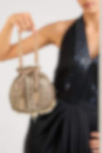 Gold Crystal & Bugle Beaded Potli by Doux Amour at Pernia's Pop Up Shop