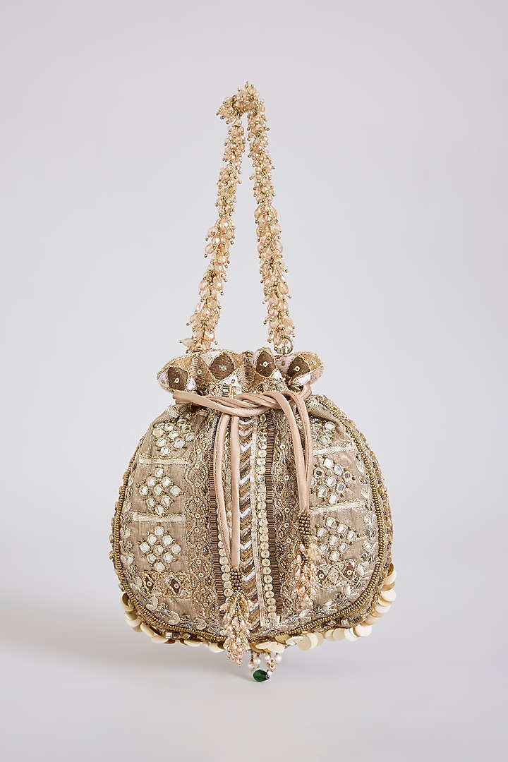 Gold Crystal & Bugle Beaded Potli by Doux Amour at Pernia's Pop Up Shop