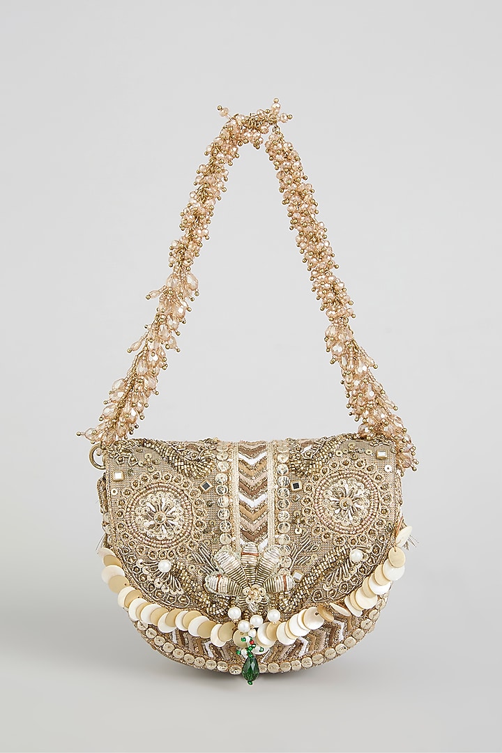 Vintage Gold Bugle Beaded & Crystal Mini Bag by Doux Amour at Pernia's Pop Up Shop