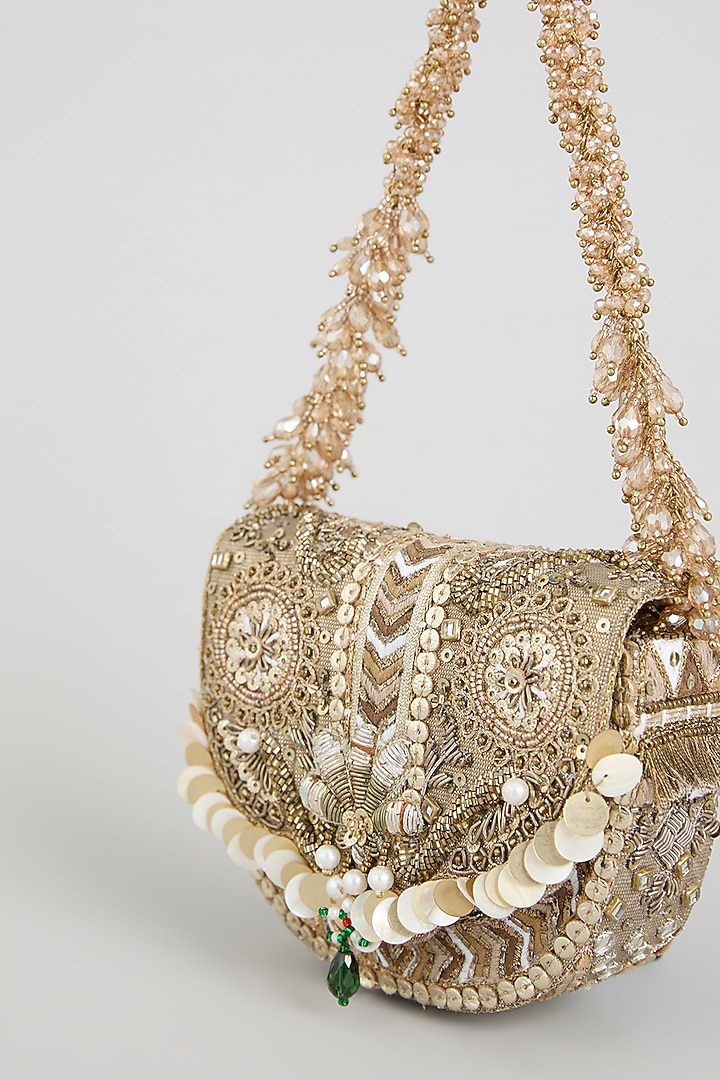 Vintage Gold Bugle Beaded & Crystal Mini Bag by Doux Amour at Pernia's Pop Up Shop