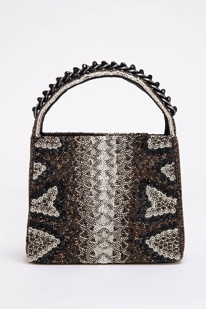 Pewter Silver Luxe Microfiber Hand Embroidered Clutch by Doux Amour at Pernia's Pop Up Shop