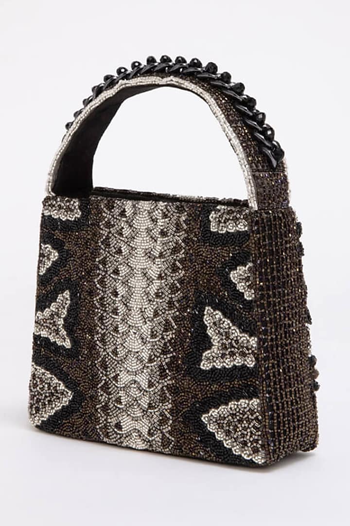 Pewter Silver Luxe Microfiber Hand Embroidered Clutch by Doux Amour at Pernia's Pop Up Shop