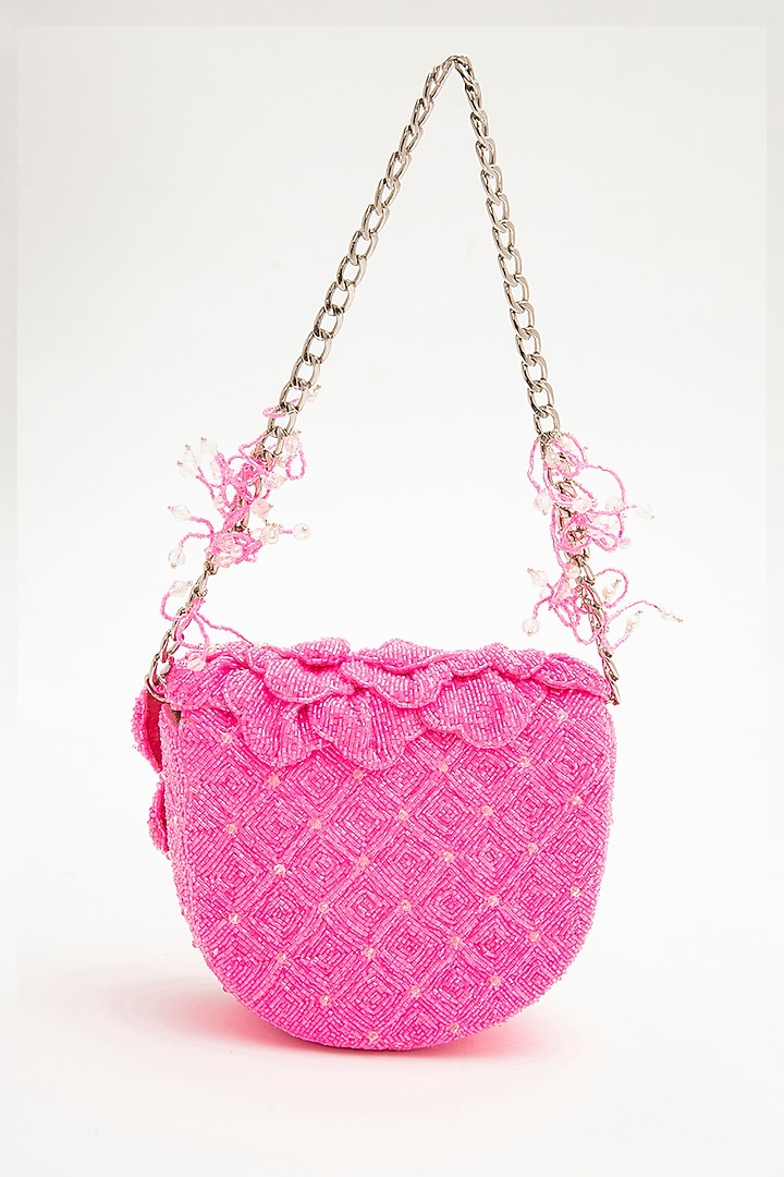 Pink Japanese Bead Embroidered Clutch by Doux Amour at Pernia's Pop Up Shop