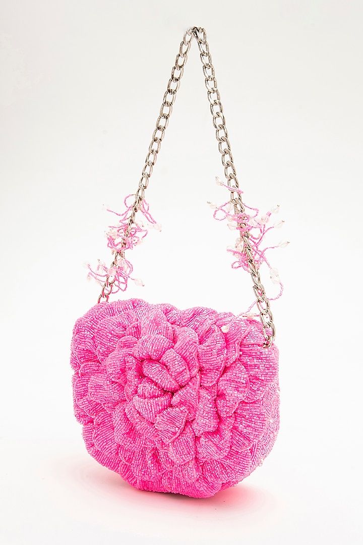 Pink Japanese Bead Embroidered Clutch by Doux Amour at Pernia's Pop Up Shop