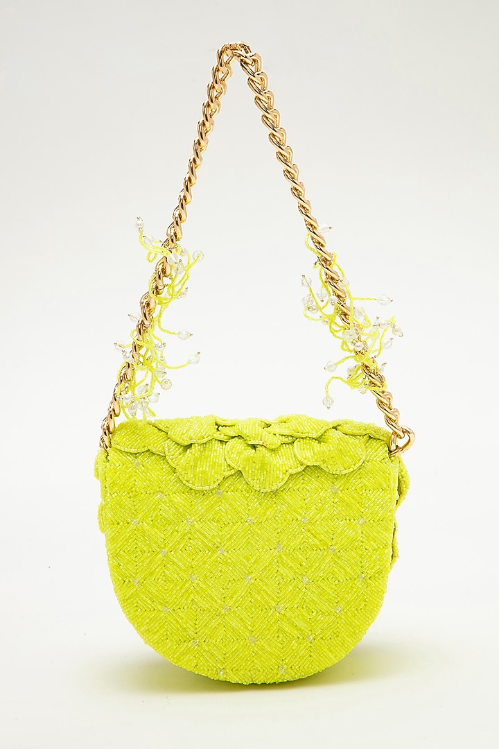 Green Japanese Bead Embroidered Clutch by Doux Amour at Pernia's Pop Up Shop