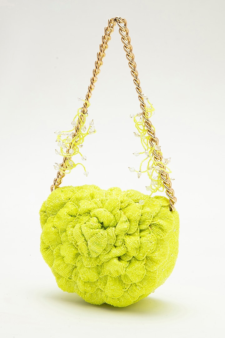 Green Japanese Bead Embroidered Clutch by Doux Amour at Pernia's Pop Up Shop
