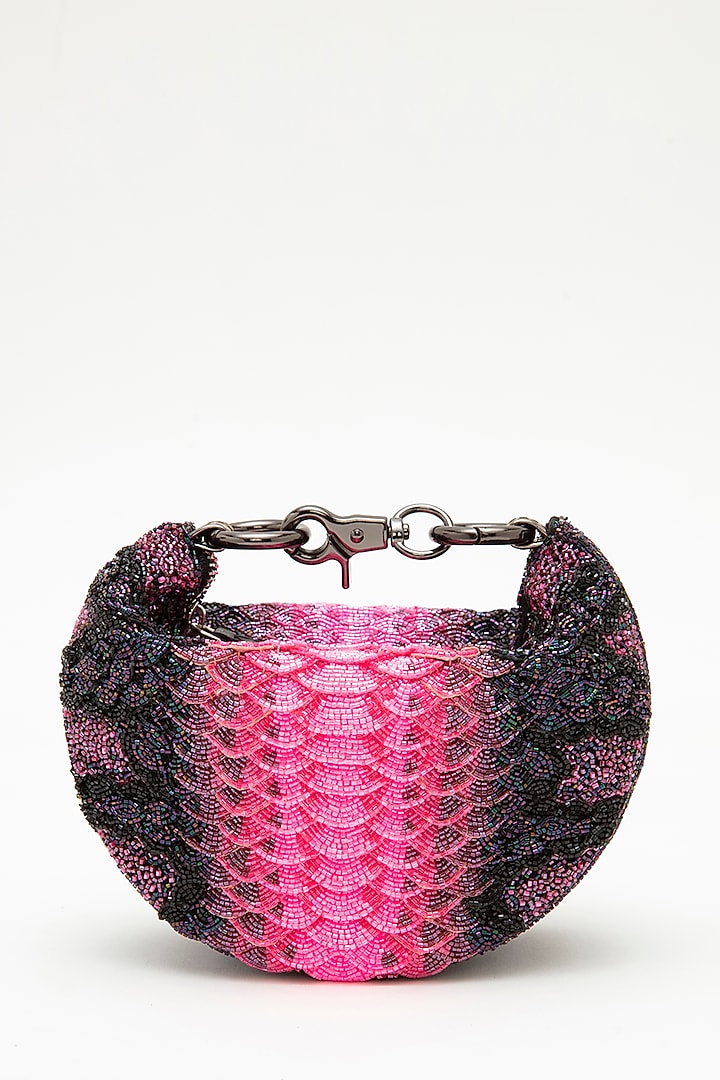 Pink Japanese Bead Embroidered Clutch by Doux Amour at Pernia's Pop Up Shop