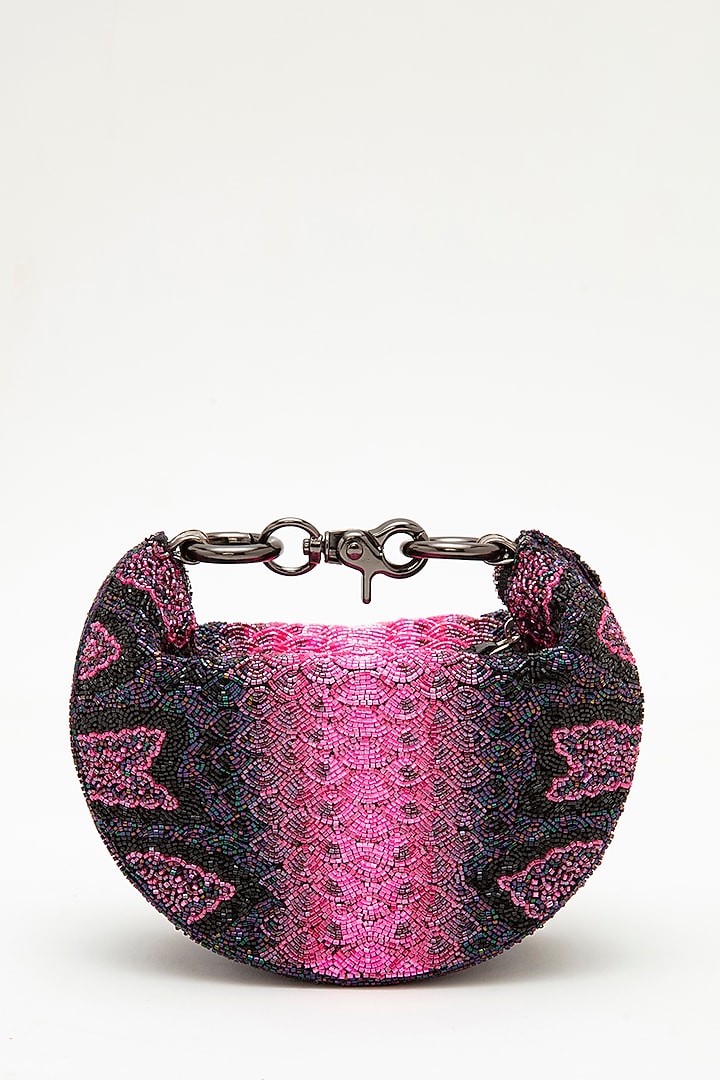 Pink Japanese Bead Embroidered Clutch by Doux Amour at Pernia's Pop Up Shop