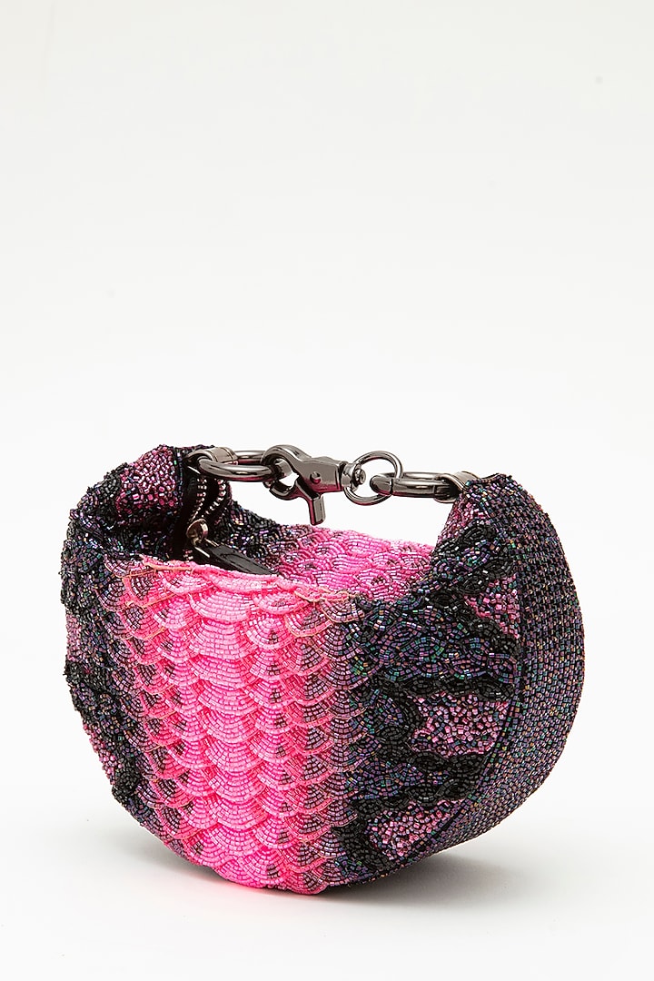 Pink Japanese Bead Embroidered Clutch by Doux Amour at Pernia's Pop Up Shop