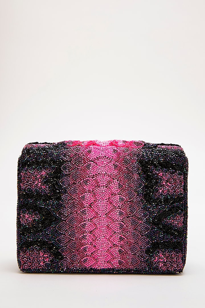 Pink Japanese Bead Embroidered Clutch by Doux Amour at Pernia's Pop Up Shop