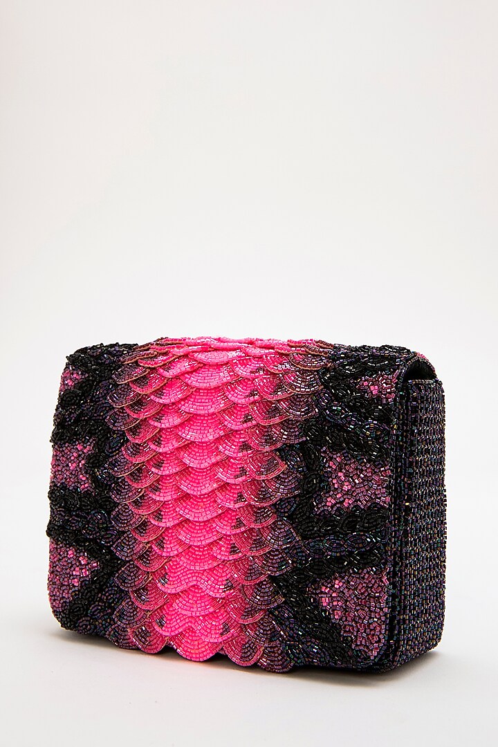 Pink Japanese Bead Embroidered Clutch by Doux Amour at Pernia's Pop Up Shop