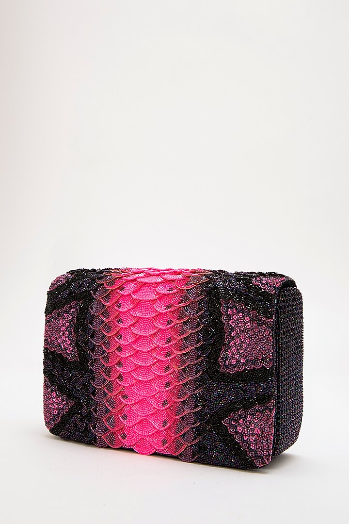 Pink Japanese Bead Embroidered Clutch by Doux Amour at Pernia's Pop Up Shop