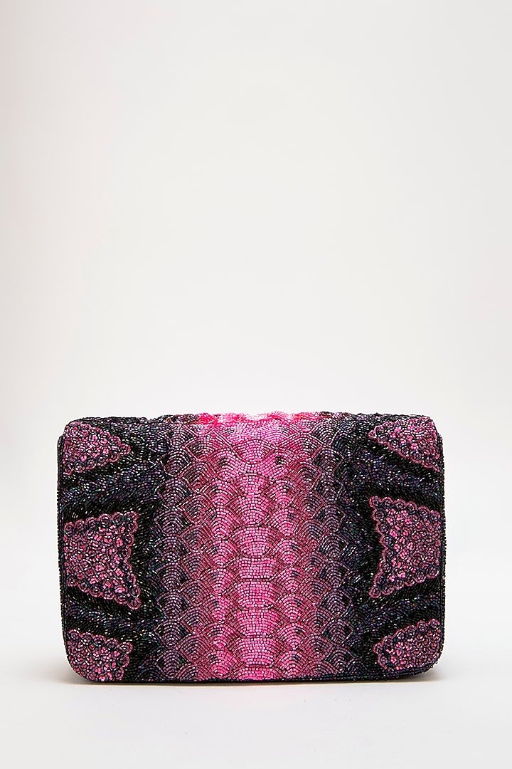 Pink Japanese Bead Embroidered Clutch by Doux Amour at Pernia's Pop Up Shop
