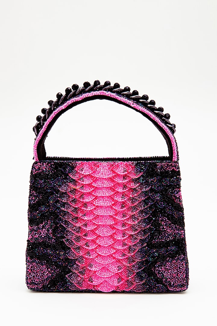 Pink Japanese Bead Embroidered Clutch by Doux Amour at Pernia's Pop Up Shop