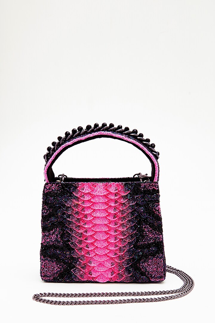 Pink Japanese Bead Embroidered Clutch by Doux Amour at Pernia's Pop Up Shop
