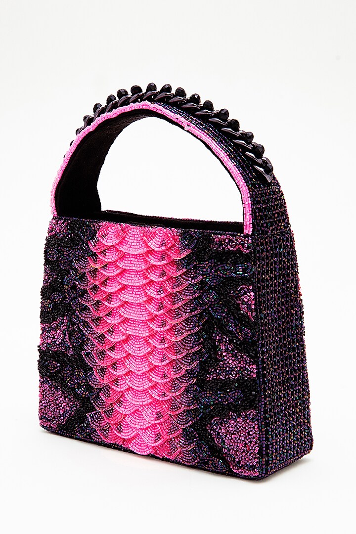 Pink Japanese Bead Embroidered Clutch by Doux Amour at Pernia's Pop Up Shop