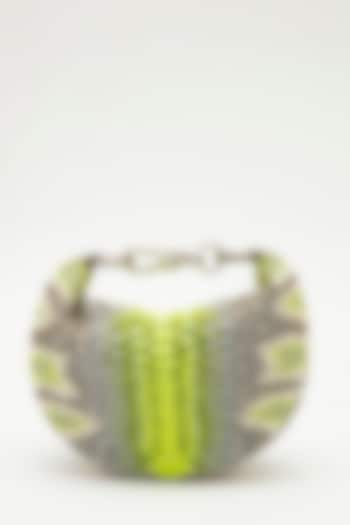 Green Japanese Bead Embroidered Clutch by Doux Amour at Pernia's Pop Up Shop