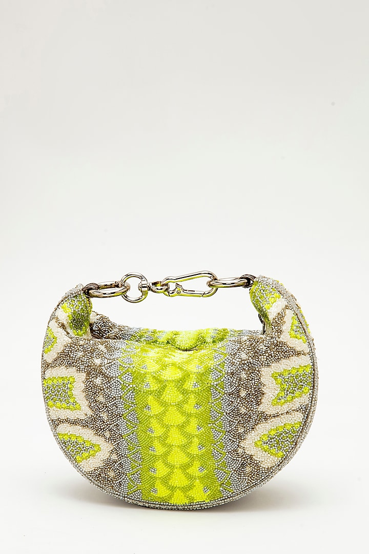 Green Japanese Bead Embroidered Clutch by Doux Amour at Pernia's Pop Up Shop